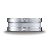 Argentium Silver 9mm Comfort-Fit Pave Set 12-Stone Diamond Design Band 