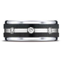 Cobaltchrome™ 9mm Comfort Fit Diamond Ring with Double Graphite Inlay 