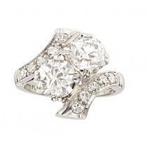 Platinum Double European Cut Diamond, and Single Cut Diamond Ring 