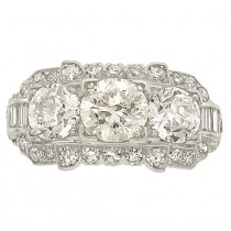 Platinum Baguette, Single Cut, European Cut Diamond Ring 
