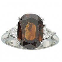 18k White Gold Dark Orange-Brown Diamond and Round Diamond Ring