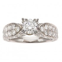 18k White Gold Round Brilliant Cut Diamond Engagement Ring