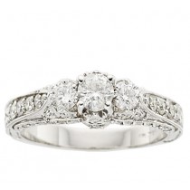 14k White Gold Three Stone Diamond Engagement Ring