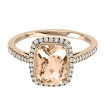 14k Rose Gold Round Diamond and Pink Morganite Halo Fashion Ring