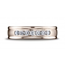 14k Rose Gold 6mm Comfort-Fit Channel Set 7-Stone Diamond Eternity Ring (Wed_Ring_Diamond)