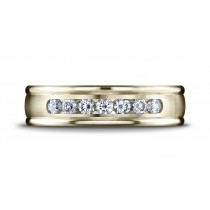 18K Yellow Gold 6mm Comfort-Fit Channel Set 7-Stone Diamond Eternity Ring (.42ct) (Wed_Ring_Diamond)