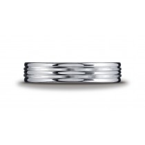 Argentium Silver 5mm Comfort-Fit Satin-Finished Double Groove Center Design Band 