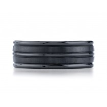 Ceramic 8mm Comfort-Fit Satin-Finished High Polished Center & Round Edge Design Ring 