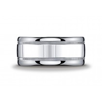 Argentium Silver 10mm Comfort-Fit High Polished Milgrain Design Band 