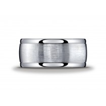 Argentium Silver 10mm Comfort-Fit Satin-Finished High Polished Round Edge Design Band 