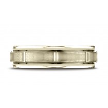14k Yellow Gold 6mm Comfort-Fit Satin-Finished 8 High Polished Center Cuts and Round Edge Carved Design Band