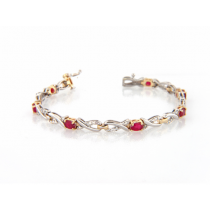 14k White and Yellow Gold Ruby and Diamond Bracelet 
