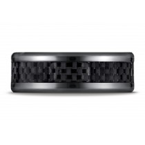 Black Titanium 8mm Comfort-Fit Carbon Fiber Inlay Design Ring 