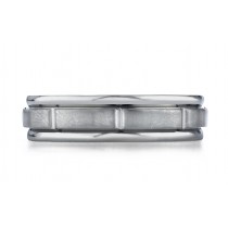 Titanium 6mm Comfort-Fit Satin-Finished Round Edge Sectional Design Ring 