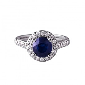 14k White Gold Sapphire and Diamond Engagement Ring