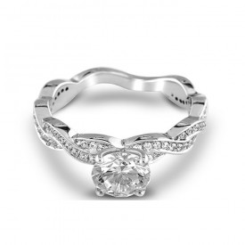 14K White Gold Twisted Diamond Engagement Ring