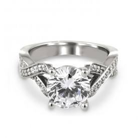 Platinum Intertwined Pave Diamond Engagement Ring