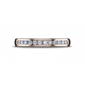 14k Rose GOLD 3mm High Polished Channel Set 12-Stone Diamond Ring 