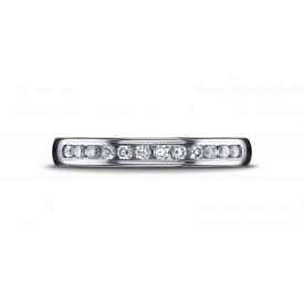 14k White Gold 3mm High Polished Channel Set 12-Stone Diamond Ring (.24ct)
