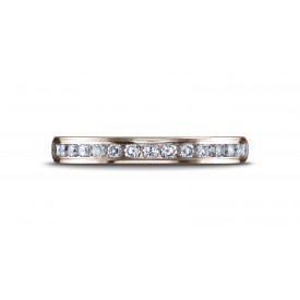14k ROSE GOLD 3mm High Polished Channel Set 16-Stone Diamond Ring (.32ct)