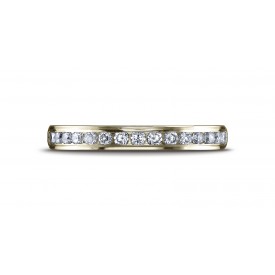 18K YELLOW GOLD 3mm High Polished Channel Set 16-Stone Diamond Ring (.32ct)