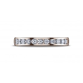 14k ROSE GOLD 3mm High Polished Channel Set 12-Stone Diamond Ring (.48ct)