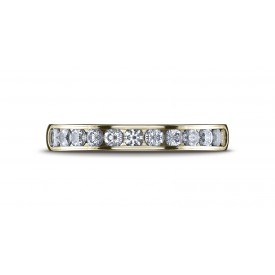 18K YELLOW GOLD 3mm High Polished Channel Set 12-Stone Diamond Ring (.48ct)