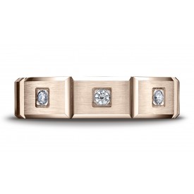14k Rose Gold 6mm Comfort-Fit Burnish Set 6-Stone Diamond Eternity Ring (.32ct) (Wed_Ring_Diamond)