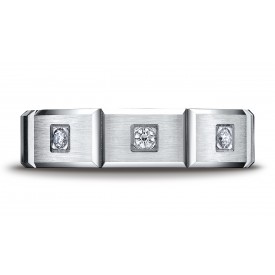 18k White Gold 6mm Comfort-Fit Burnish Set 6-Stone Diamond Eternity Ring (.32ct) (Wed_Ring_Diamond)