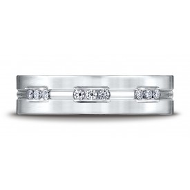 14k White Gold 6mm Comfort-Fit Etched Channel Set 18-Stone Diamond Eternity Ring (.36ct) (Wed_Ring_Diamond)