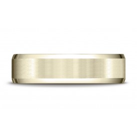 18k Yellow Gold 6mm Comfort-Fit Satin-Finished with High Polished Beveled Edge Carved Design Band