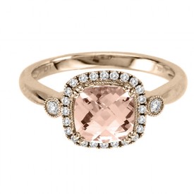 14k Rose Gold Diamond and Morganite Fashion Ring
