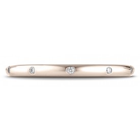 14k Rose Gold 2mm  Comfort-Fit Burnish Set 8-Stone Diamond Eternity Ring (.10ct)