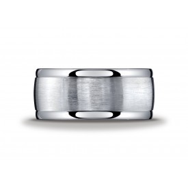 Argentium Silver 10mm Comfort-Fit Satin-Finished High Polished Round Edge Design Band 