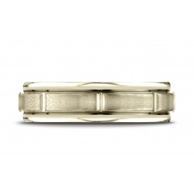 14k Yellow Gold 6mm Comfort-Fit Satin-Finished 8 High Polished Center Cuts and Round Edge Carved Design Band