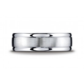 Argentium Silver Men's Wedding Band 7mm Comfort-Fit Satin-Finished High Polished Round Edge Design Band