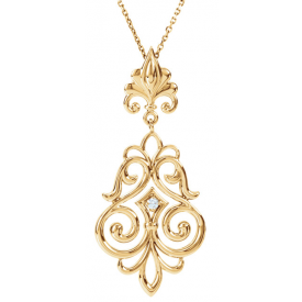 14KYellow Gold Fleur Design Diamond Pendant