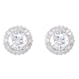14K White Gold Diamond Halo Earrings