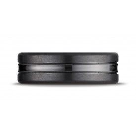 Black Titanium 7.5mm Comfort-Fit Satin-Finished High Polished Center Cut Carved Design Ring 
