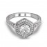 14K White Gold Vintage Halo Diamond Engagement Ring