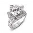 14K White Gold Flower in Pave Diamond Engagement Ring
