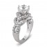 14K White Gold Crossover Pave Diamond Engagement Ring