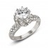 18K White Gold Tulip Pave Diamond Engagement Ring