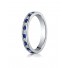 14k White Gold 3mm Channel Set Diamond&Blue Sapphire Eternity Ring 