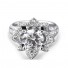 14K White Gold Flower in Pave Diamond Engagement Ring