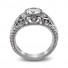 14K White Gold Vintage Filigree Solitaire Engagement Ring Round Diamond