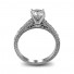 14K White Gold Pave Solitaire Diamond Engagement Ring