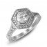 14K White Gold Vintage Halo Diamond Engagement Ring