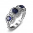 14K White Gold Vintage Three Stone Sapphire Engagement Ring