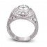 14 White Gold Antique Filigree Engraved Pave Engagement Ring 